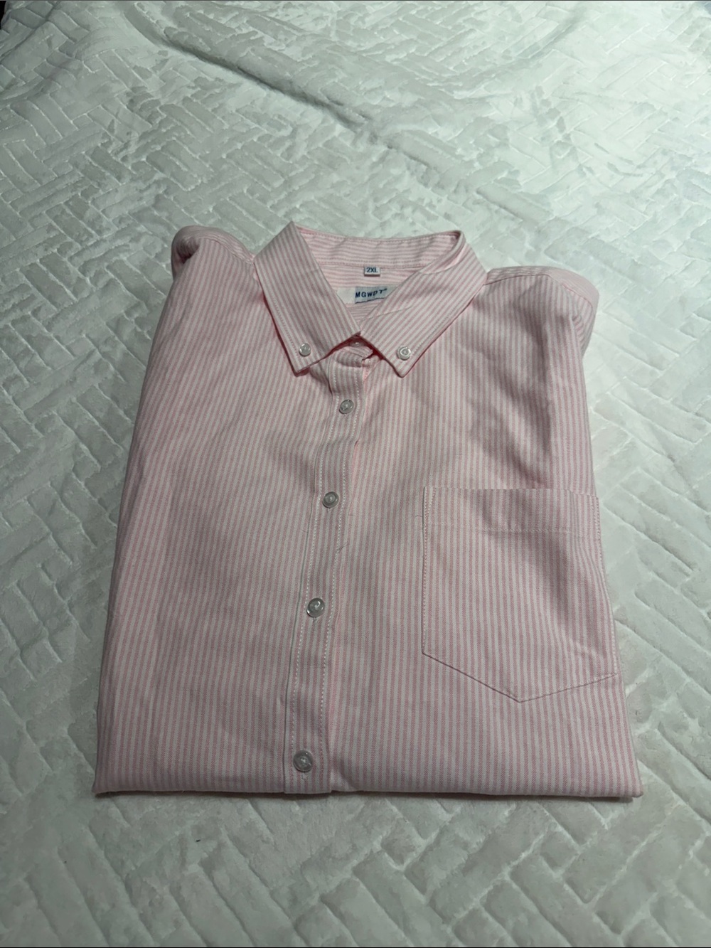 Men's Pink Striped Button-Down Shirt - Classic Cotton MGWDT size 2XL